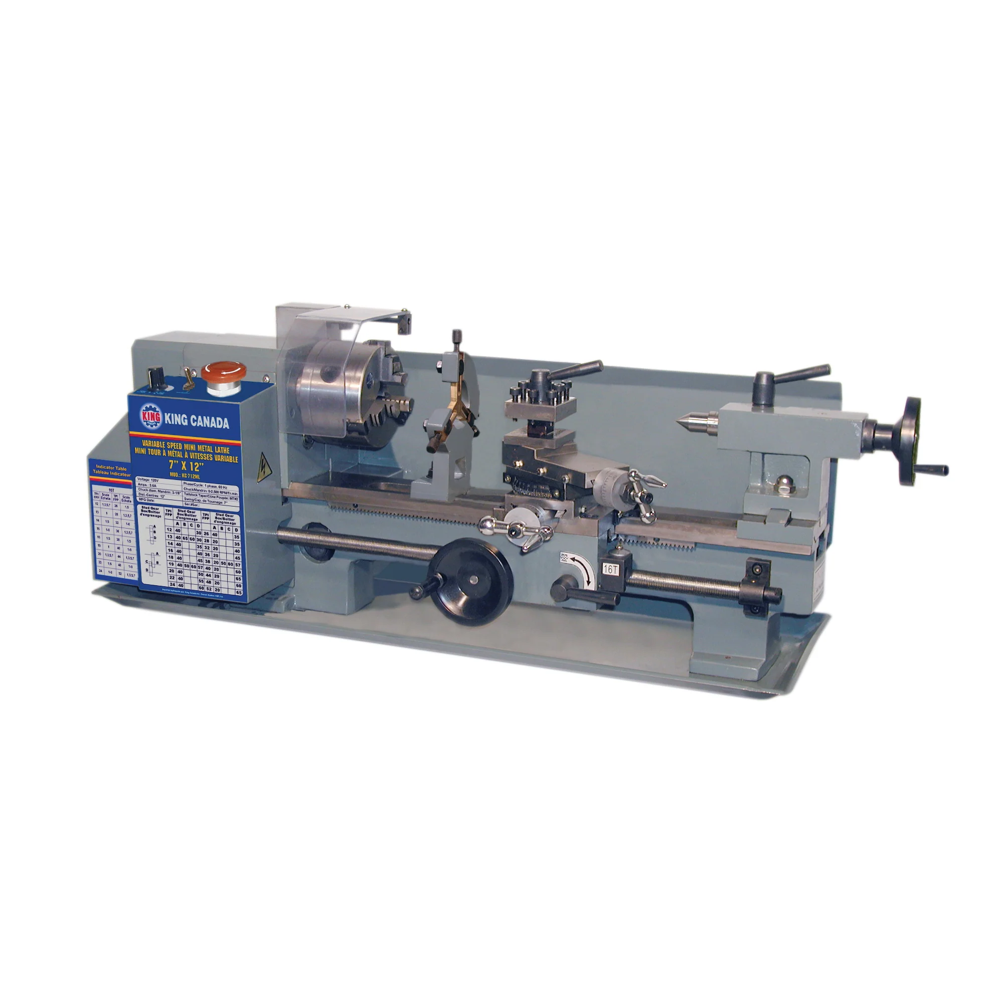 King Canada KC-0712ML  ~  Lathe Metal 7 Inch X 12 Inch Belt Drive 5.5 Amp. 110V Kc-10712Ml