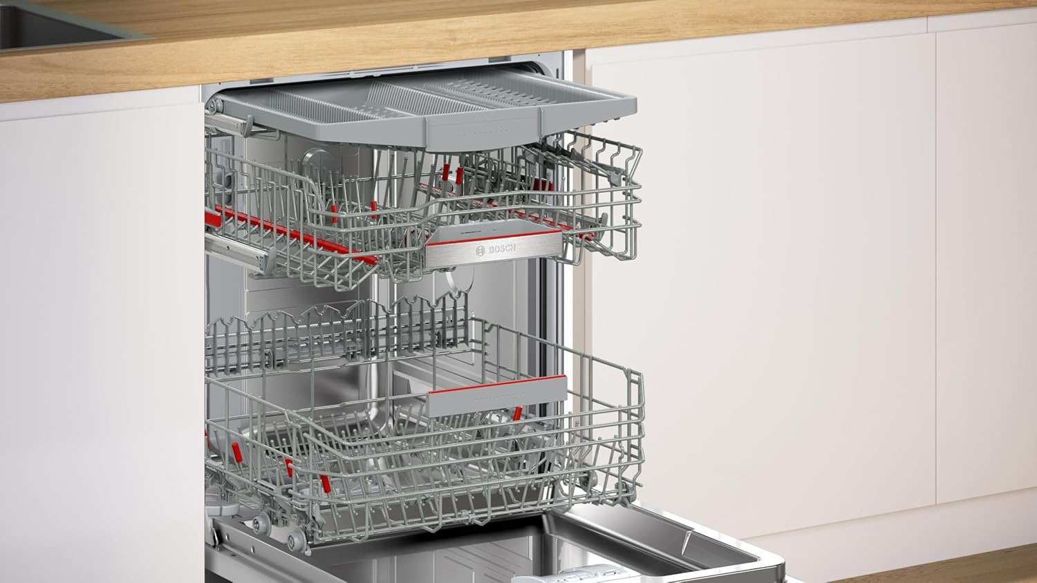 Bosch SMV6ECX10E Serie 6 Einbau-Geschirrspüler komplett versenkbar, Home Connect, Extra Clean Zone: Intensive Reinigung bei hartnäckigen Verschmutzungen, Remote-Diagnose, EmotionLight, 60 cm