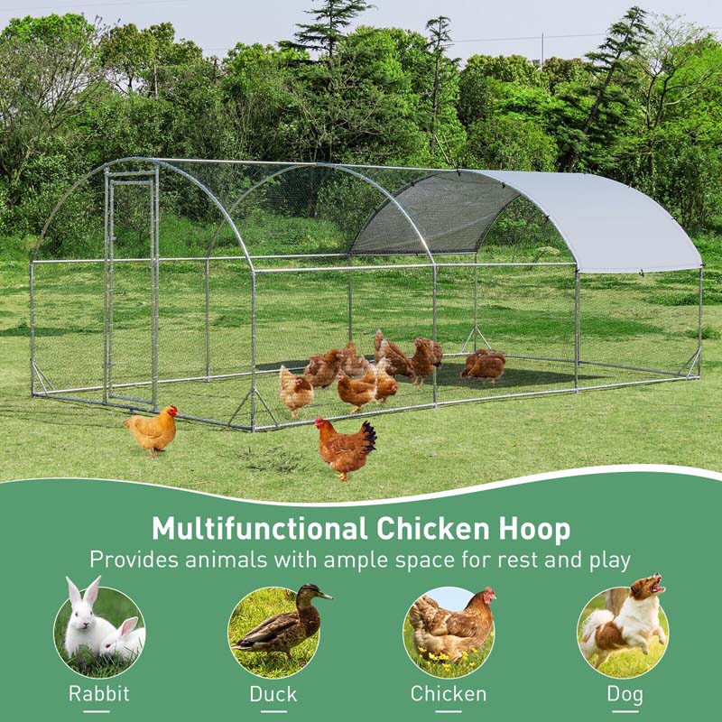 19 Ft Large Metal Chicken Coop Walk In Dome Poultry Cage Hen Run House Rabbits Habitat Cage With Cover - Waterproof Protective Cover