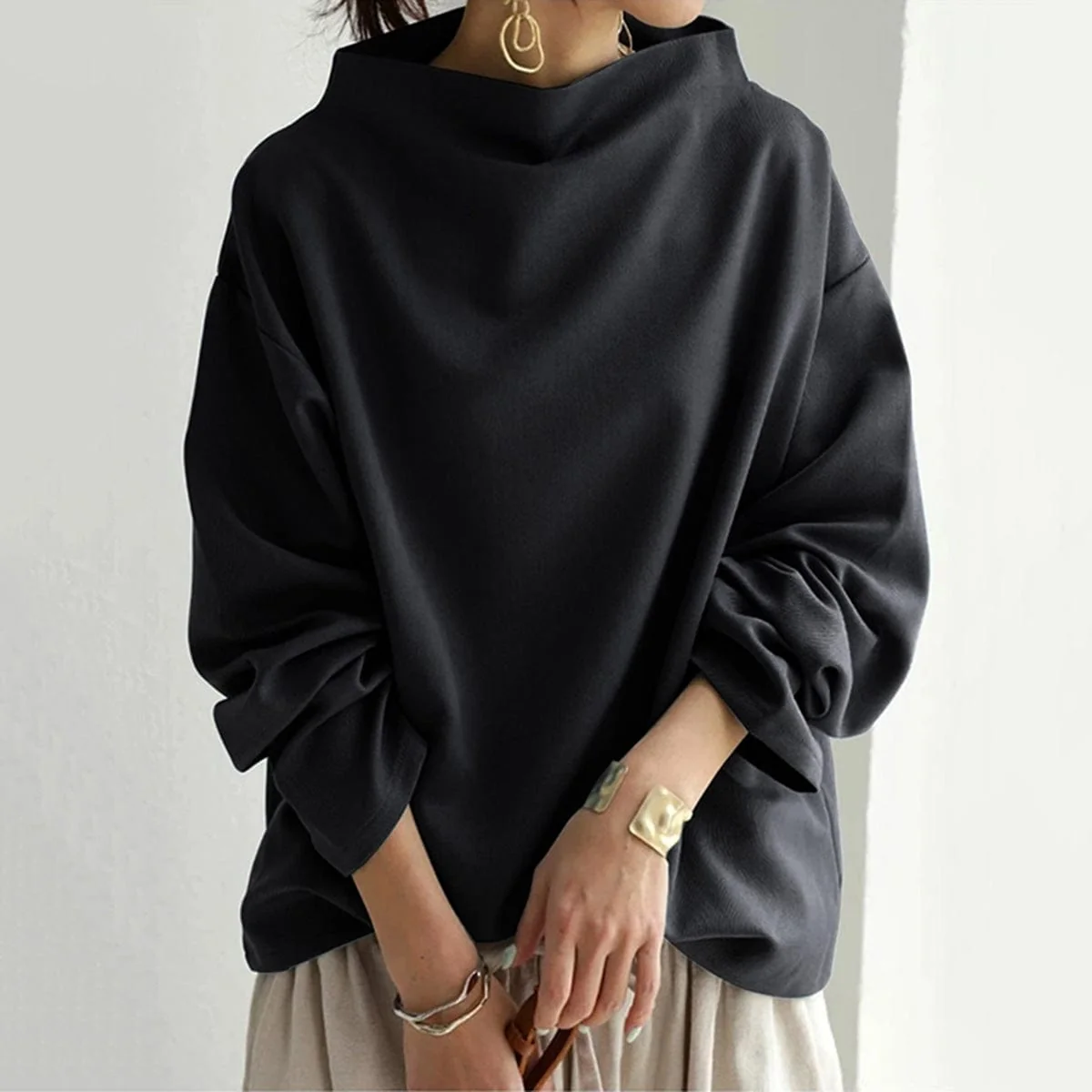 Women��s High Neck Top Effortless Elegance Style