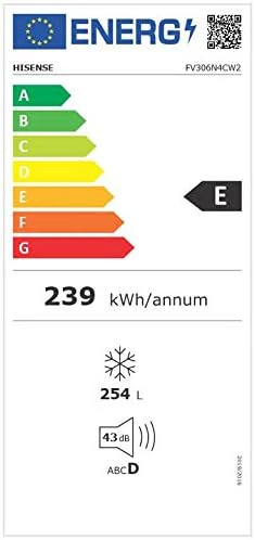 Hisense FV191N4AW2 Congelatore verticale/ Total No Frost/ Super Freeze/ Allarme porta/ Multiflow 360°/ BigBox/ 143,4 cm/ Congelatore 147 l/ 41 dB/ 205 kWh/Bianco