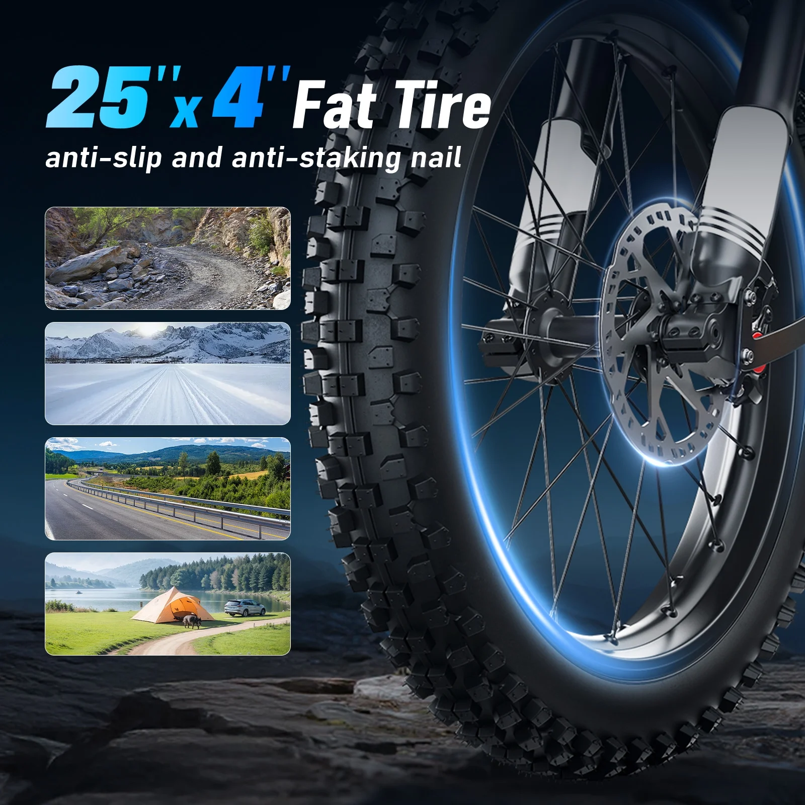 Arkveld Electric Bike for Adults, Peak-3000W, Max 40MPH and 80Miles Electric Motorcycle,25