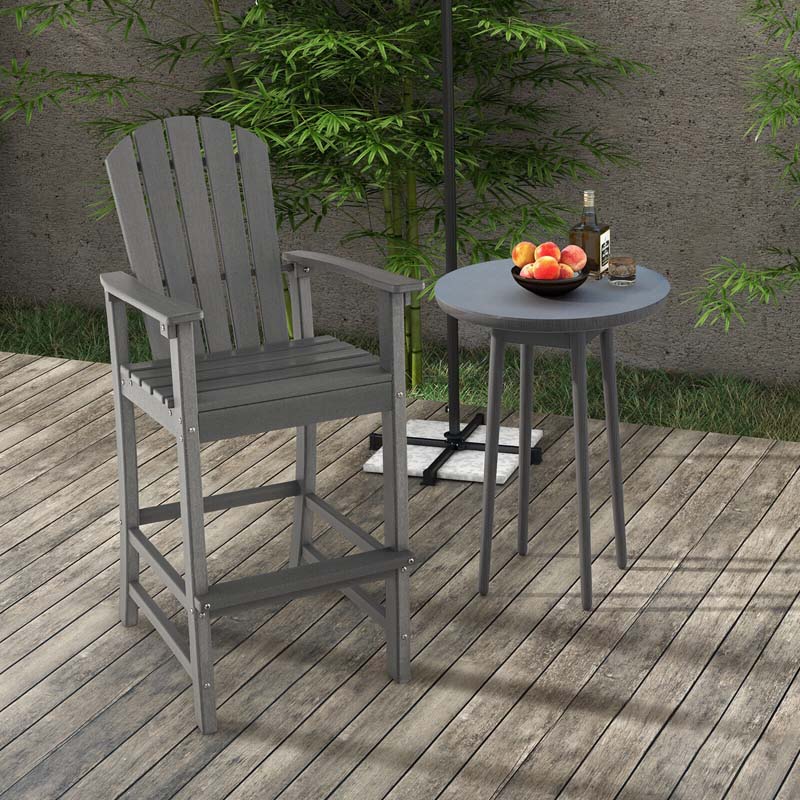 Outdoor Hdpe Tall Adirondack Chairs With Armrests Amp Footrest 30Quot Counter Height Bar Stools For Garden Backyard - Comfortable And Ergonomic Design