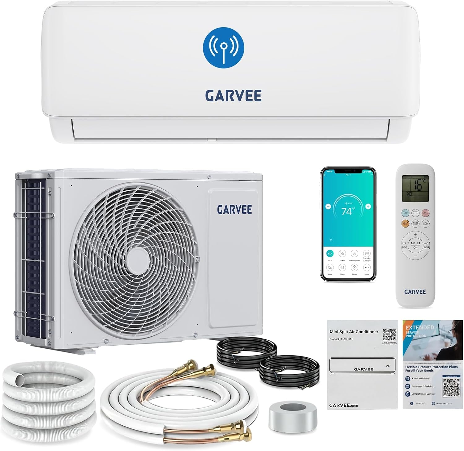 Klimaanlage Split, Kühlung und Heizung, 24000 Btu Split Klimaanlage, Inverter Klimagerät, Wifi & App Klimaanlage Wandmontage, Sehr Leise, Timerfunktion, R32 Kältemittel, Energieeinsparung, bis 120qm