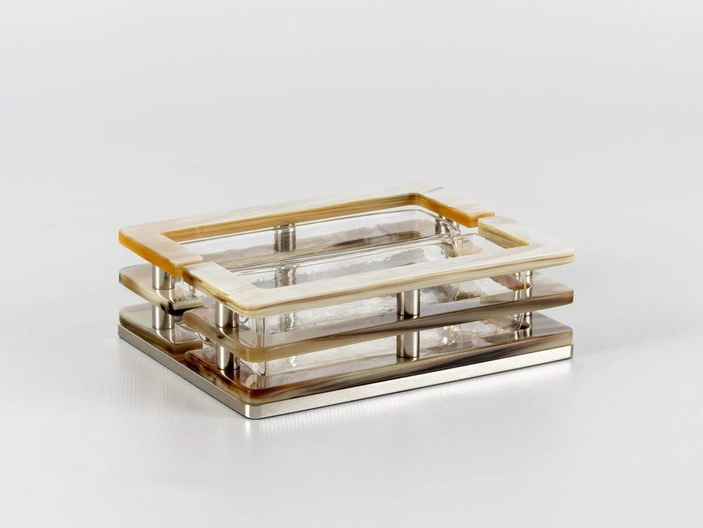 Natural Horn Snack Bowl with Dual Glass Bowl
