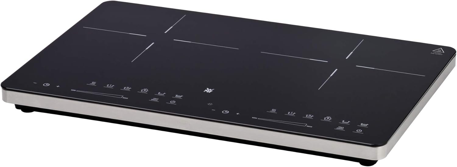 WMF Kult X Doppel- Induktionskochfeld 2 Platten, Kochplatte bis 28 cm, 2 Kochzonen, 8 Stufen, Topferkennung,Touch-Display, Glaskeramik, Timer-Funktion, 3500 W
