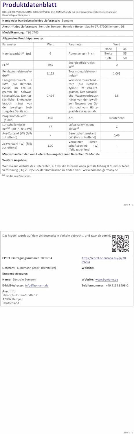Bomann Mini Geschirrspüler mit Wasseranschluss | inkl. Schlauch | Tisch Geschirrspüler leise | Mini Spülmaschine für kleine Küchen/Camping | Spülmaschine klein m. Überlaufsicherung | TSG 7405 schwarz