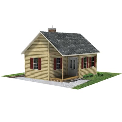 House (cream, brown shutter, 1 level)