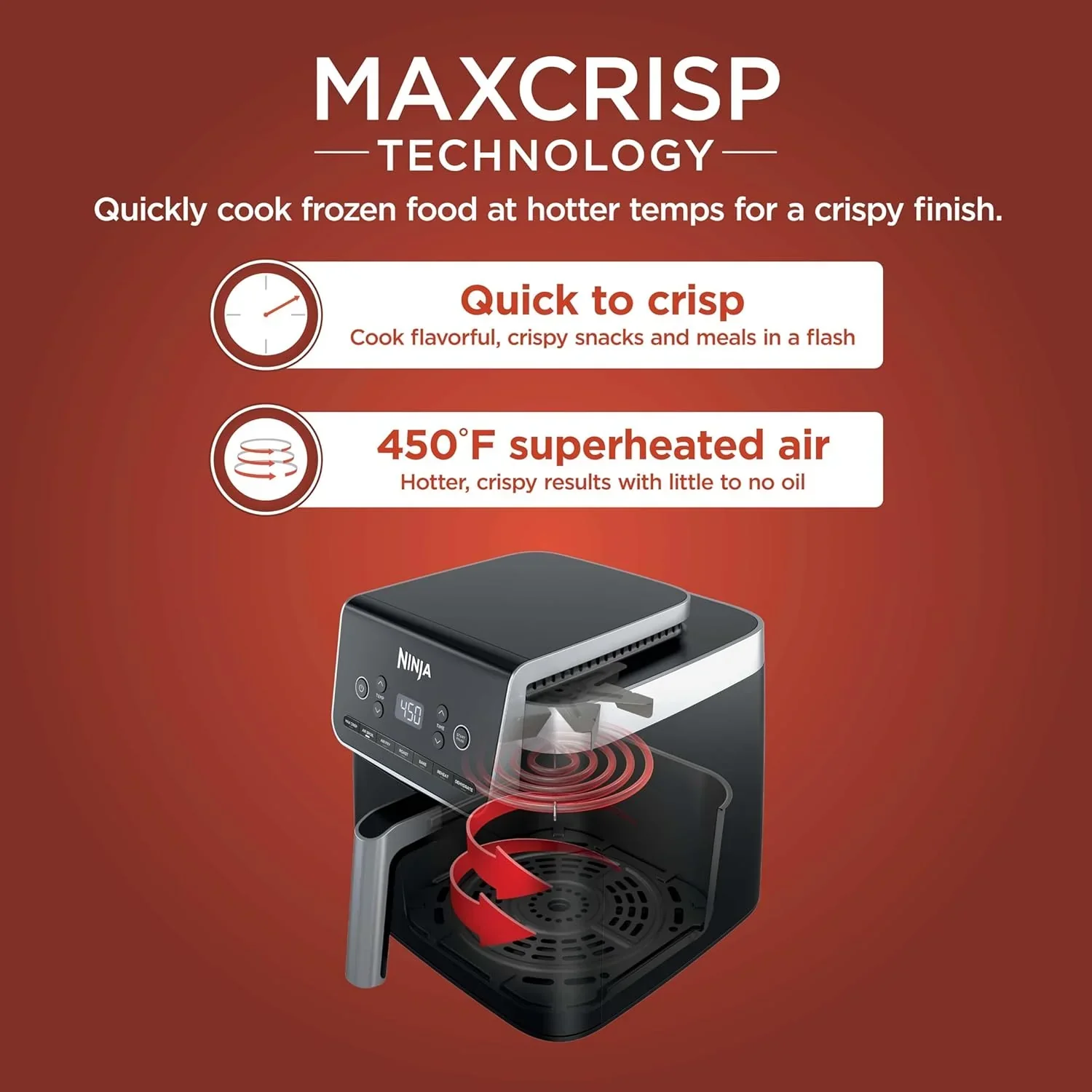 Ninja Air Fryer Pro XL 6-in-1 with 6.5 QT Capacity Max Crisp Air Fry Air Roast Bake