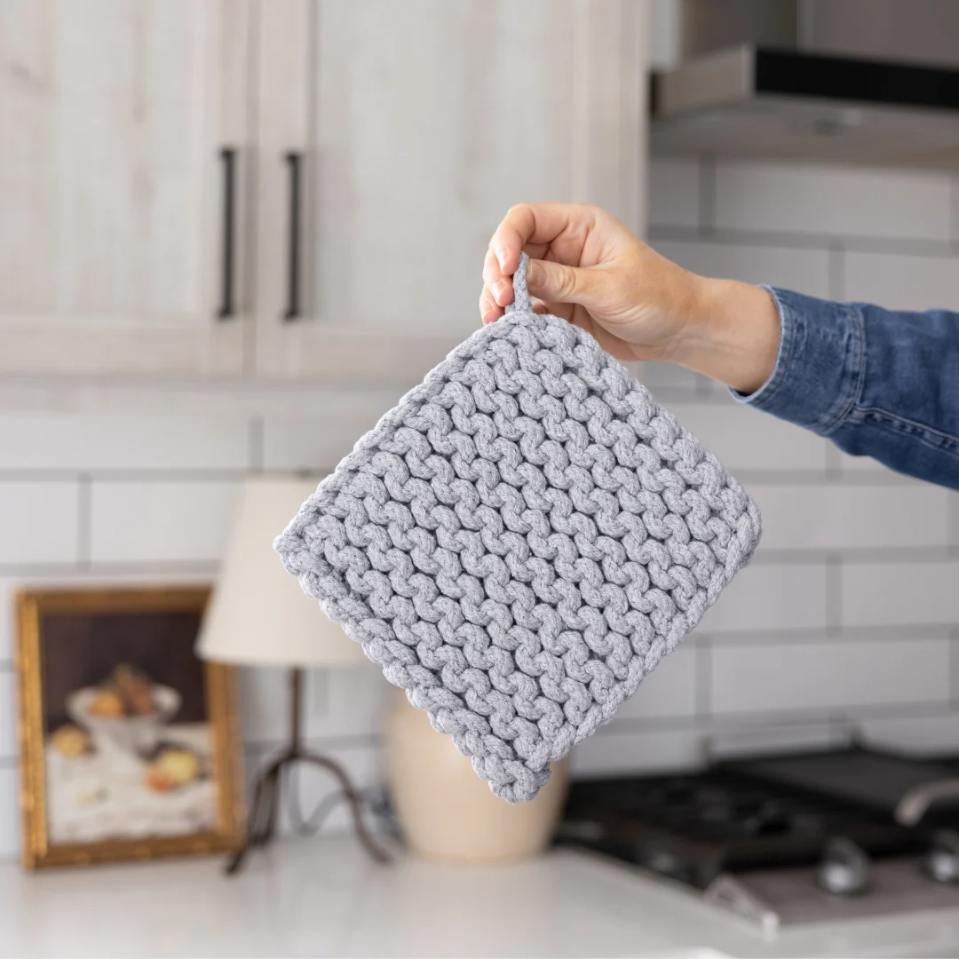 Grey Knitted Pot Holder