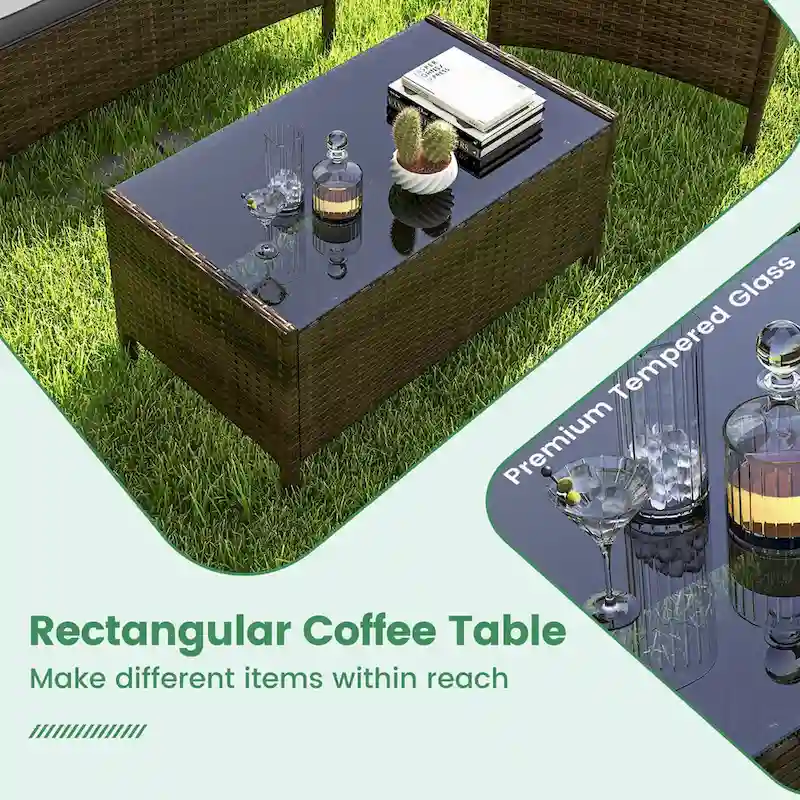Costway 4 PCS Patio Furniture Set with Washable Cushions and Tempered - See Details