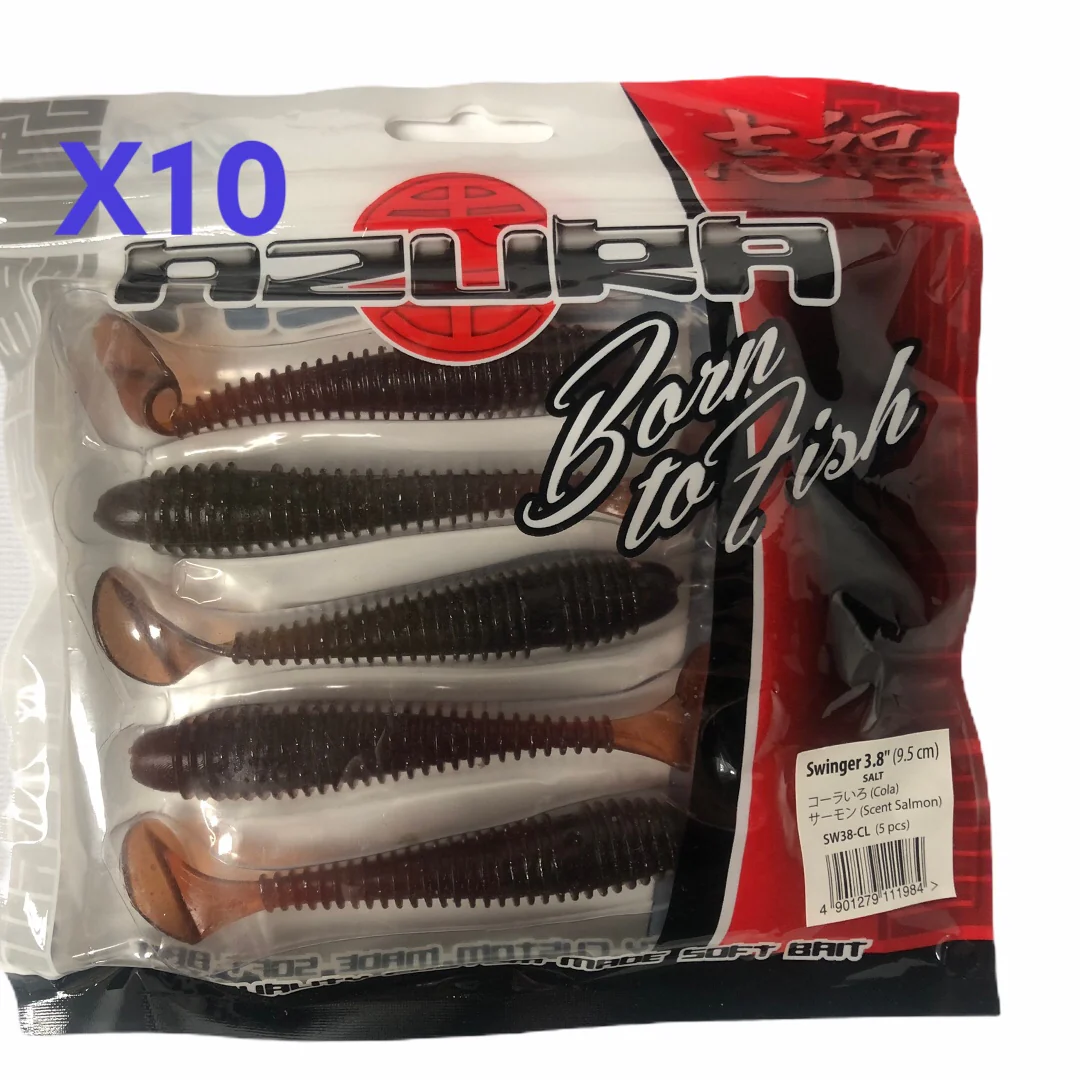 10 Packs Of Soft Plastic Paddle Tail Grub 3.8
