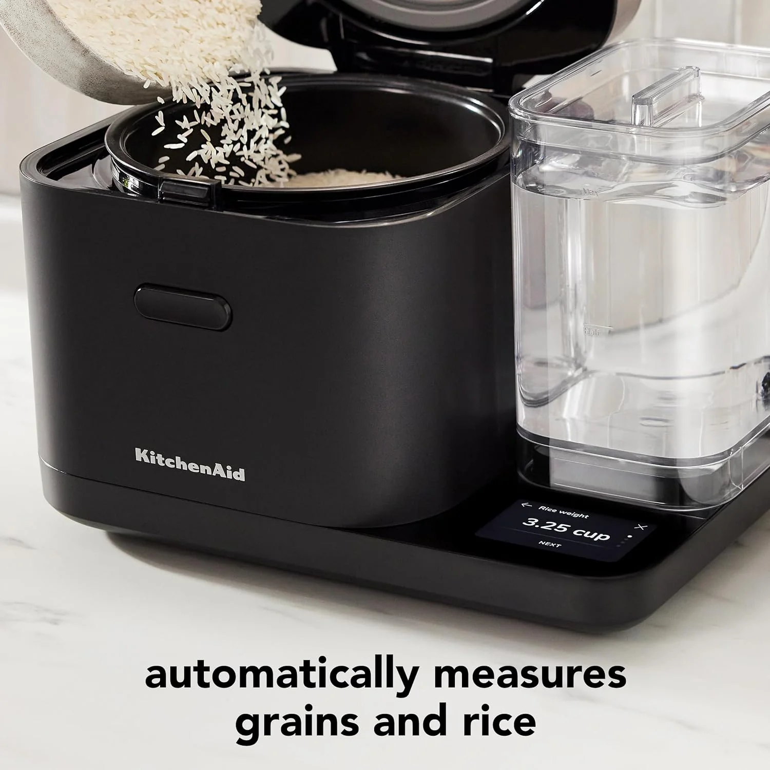 KitchenAid Grain and Rice Cooker 8 Cup with Integrated Scale and Delayed Cook, KGC3155BM