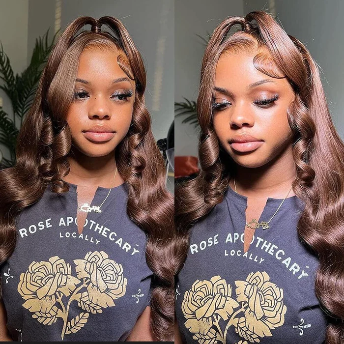 Glueless Brown 360 Lace Frontal Wigs With Hidden Strap Body Wave and Straight Affordable Human Hair Wigs 220% Density
