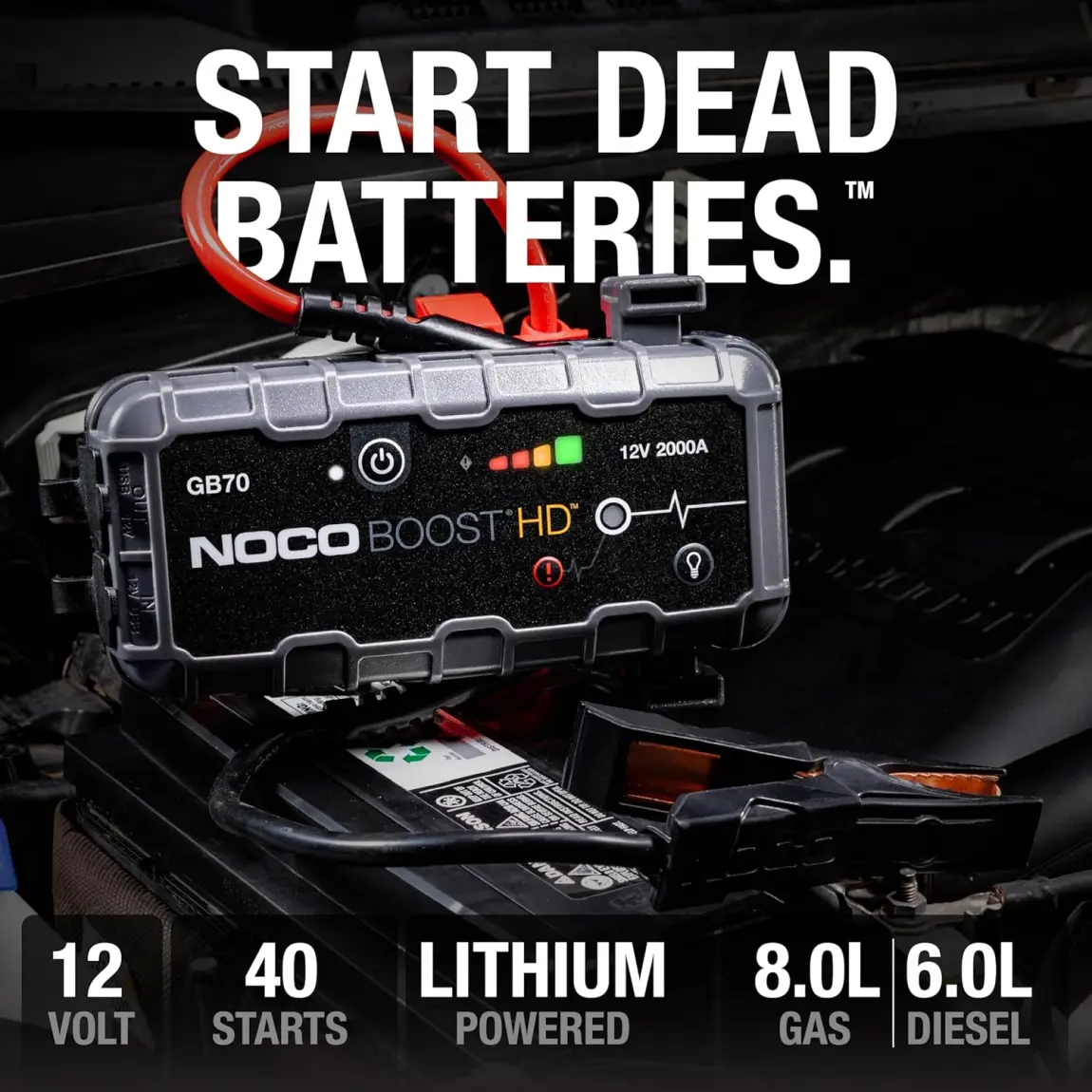 NOCO Boost XL GB50 1500 Amp 12-Volt UltraSafe Lithium Jump Starter Box, Car Battery Booster Pack, Portable Power Bank Charger, and Jumper Cables for up to 7-Liter Gasoline and 4-Liter Diesel Engines