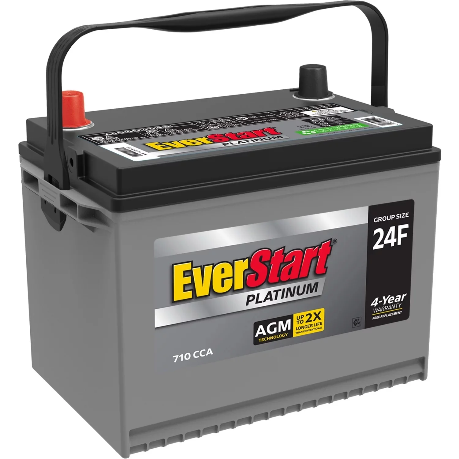 EverStart Platinum AGM car battery, Group 24F, 12 Volt, 750 CCA – Made in the USA