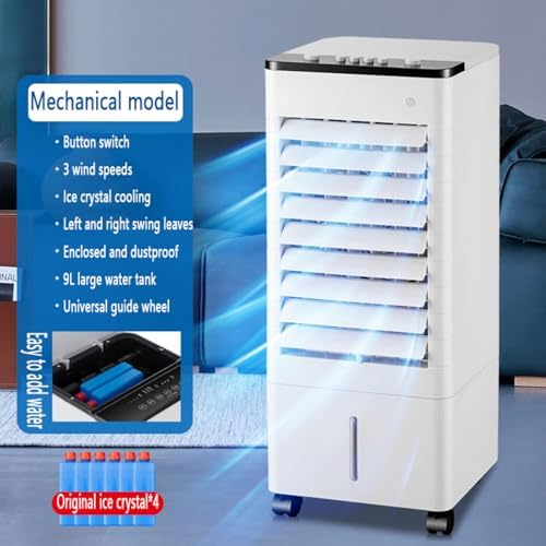 Tragbare Klimaanlage 3 in 1 Verdunstungskühler, Innenkühler Ventilator mit 9L Wassertank, Geschwindigkeitsfernbedienung, 90° Oszillation,