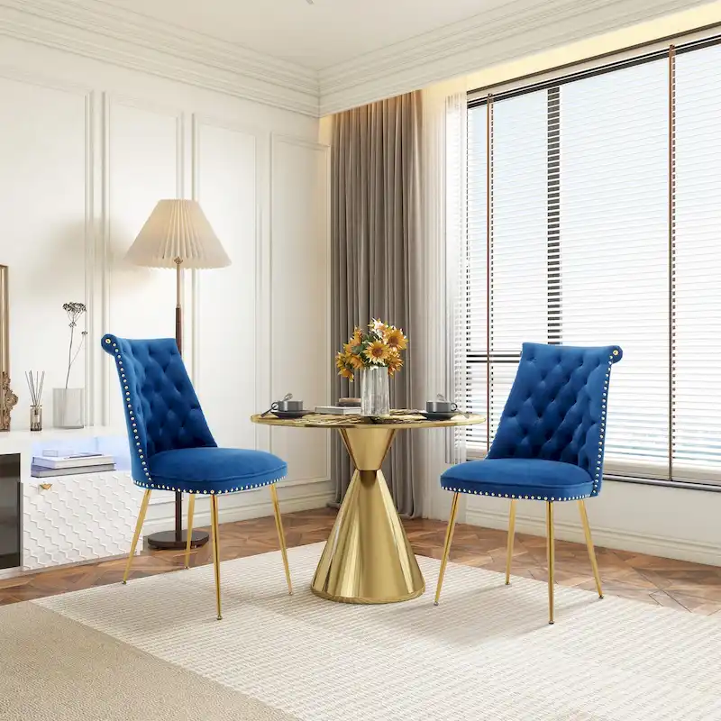 Clihome Modern Velvet Upholstered Featured Dining Chairs (Set of 2)