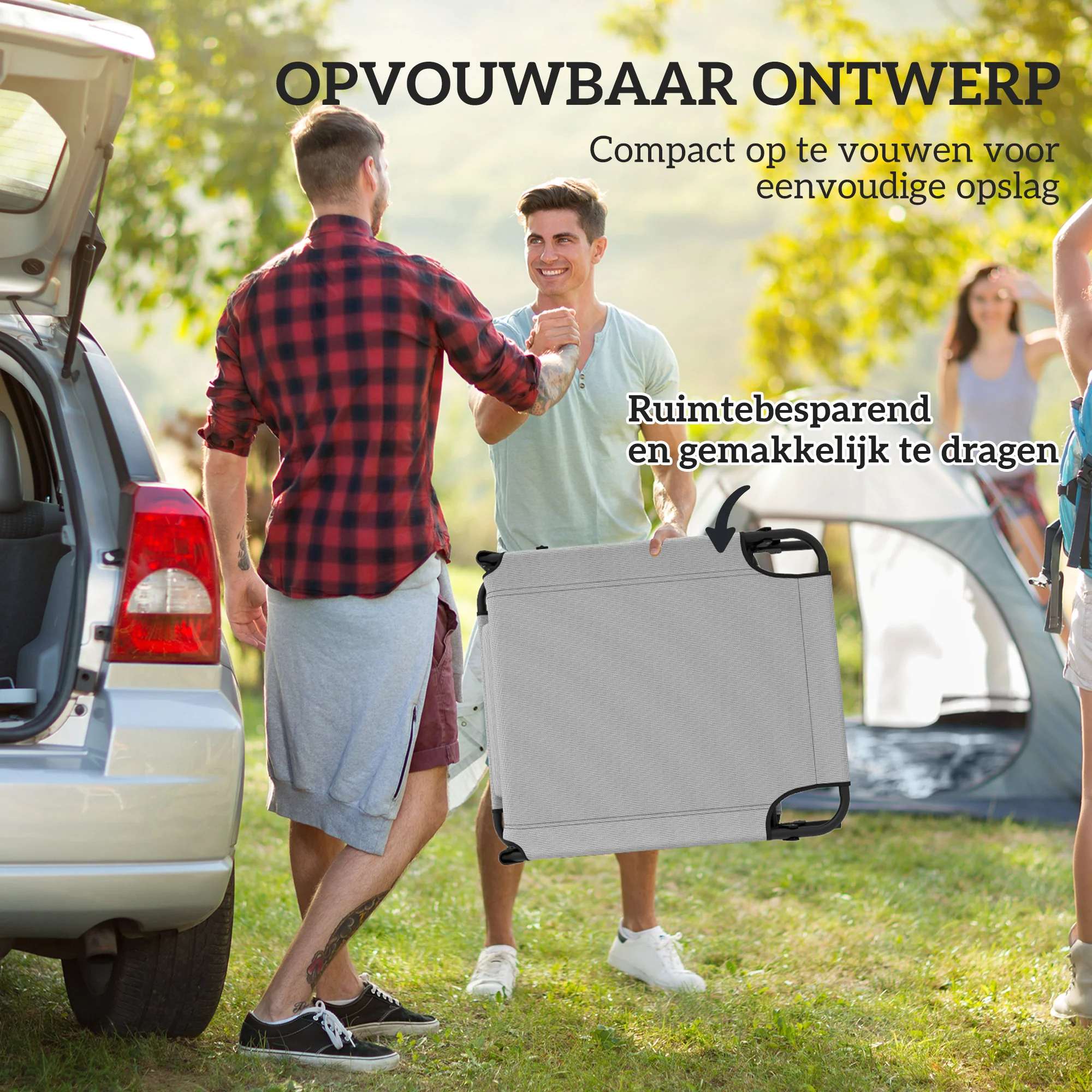 Outsunny Opvouwbare Tuinligstoel met Zonnedak en Matrasje, Ligstoel met 4 Standen Verstelbare Rugleuning Lichtgrijs