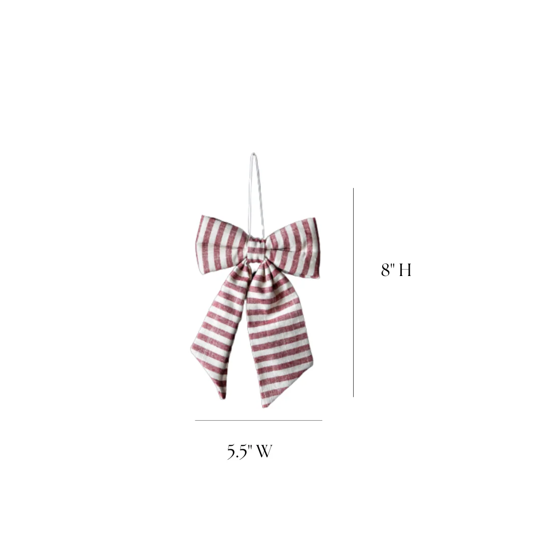 Striped Cranberry Red Fabric Bows