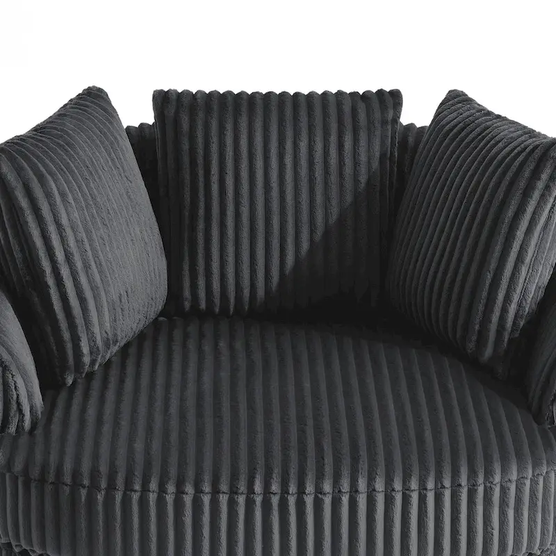 DREAMSIDEA Recessed Arm Slipcovered Swivel Barrel Chair