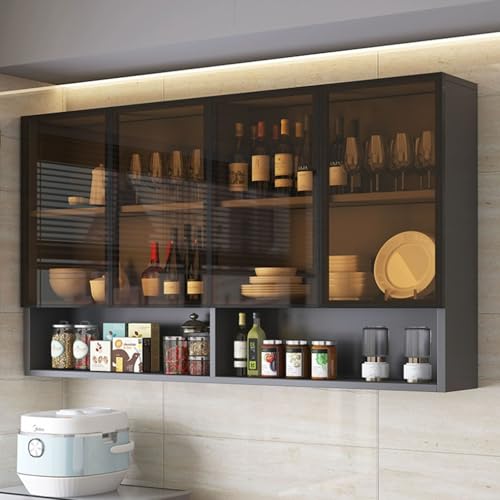 Innovativo armadietto portaoggetti da parete in vetro per bagno e cucina in legno massello balcone armadio nizer con ripiani regolabili 160 x 28 cm. : Amazon.it: Casa e cucina