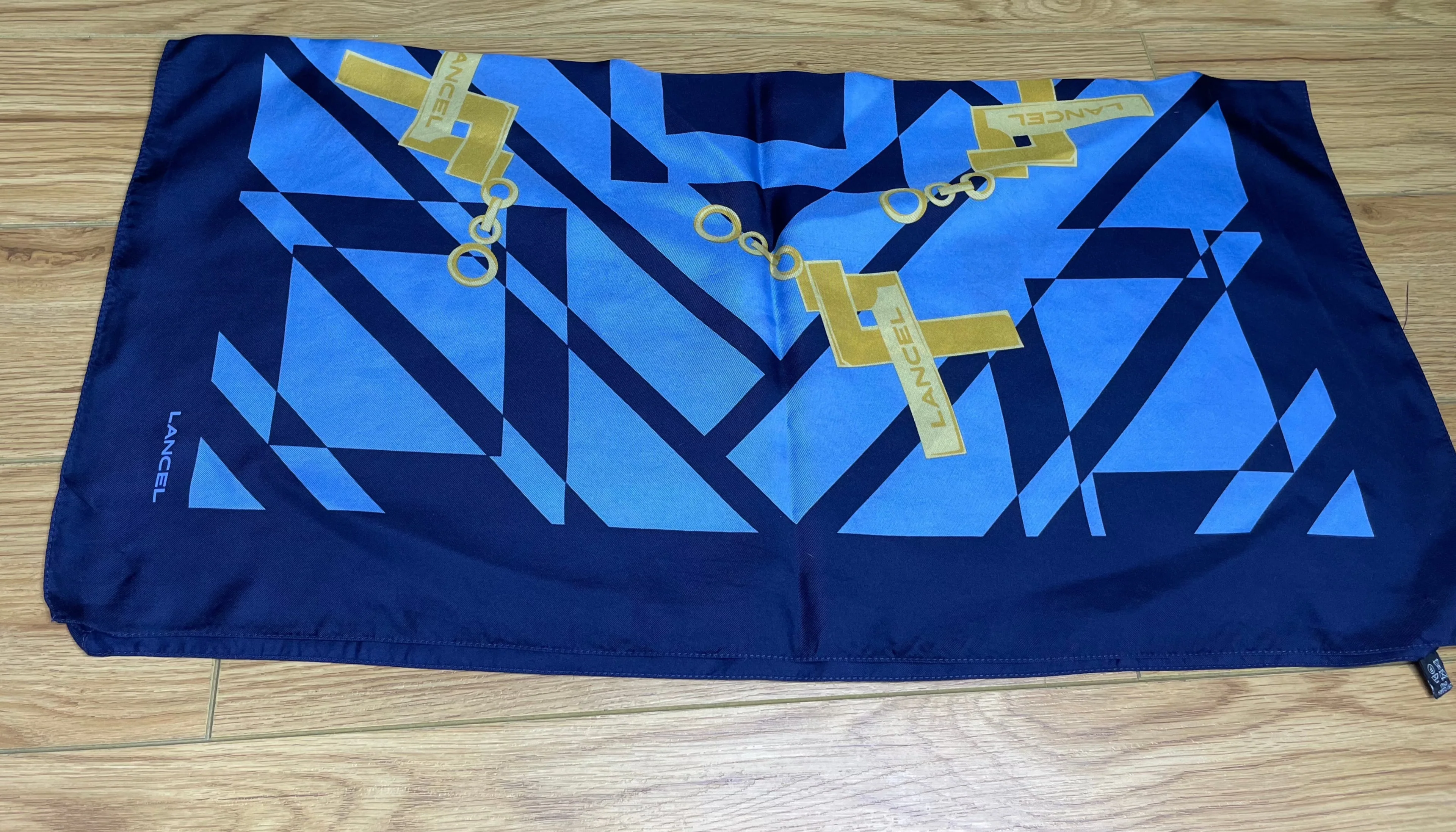 1980s Couture Lancel Pure Silk Chain Motif Scarf