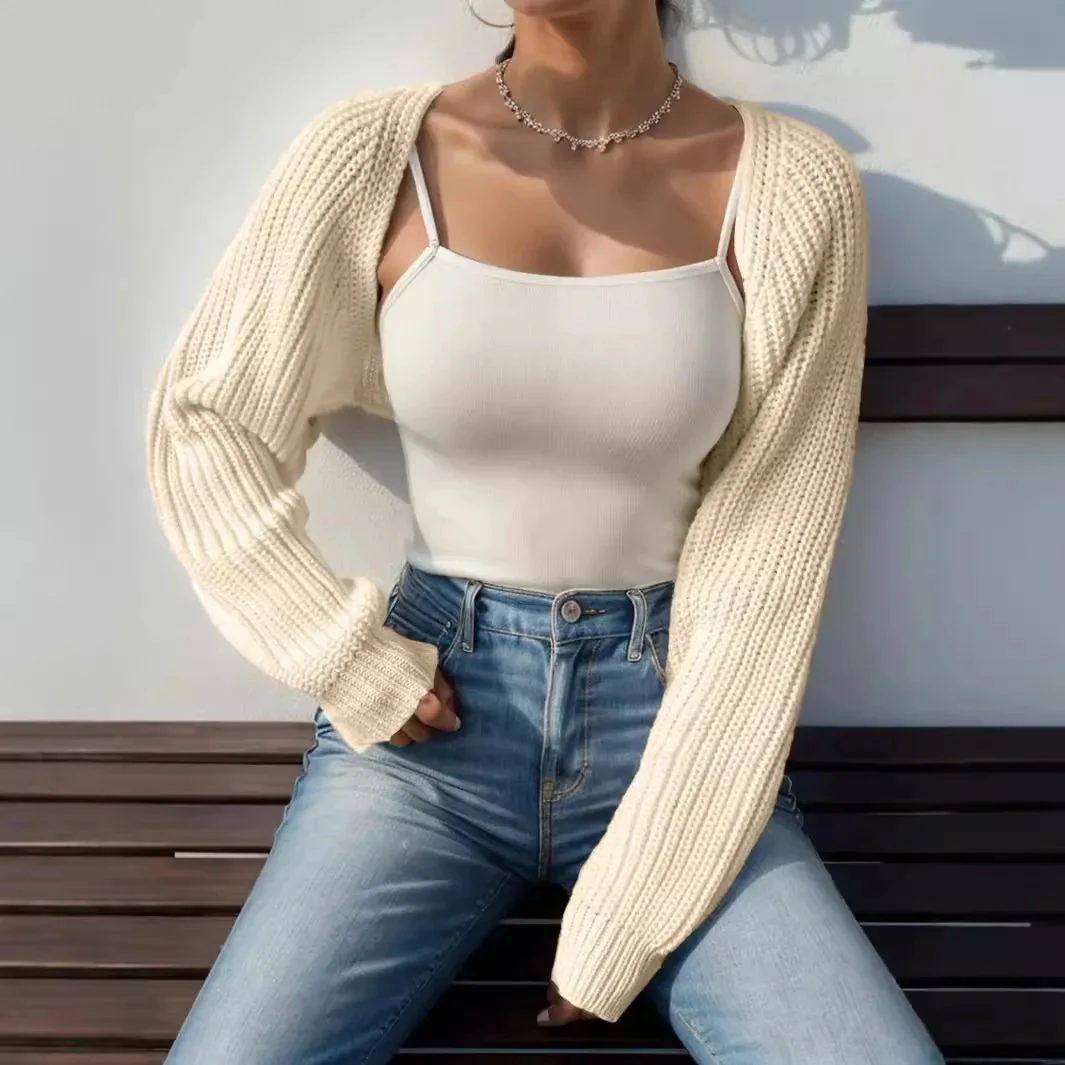 Women��s Cropped Shrug Cardigan Relaxed Ribbed Design