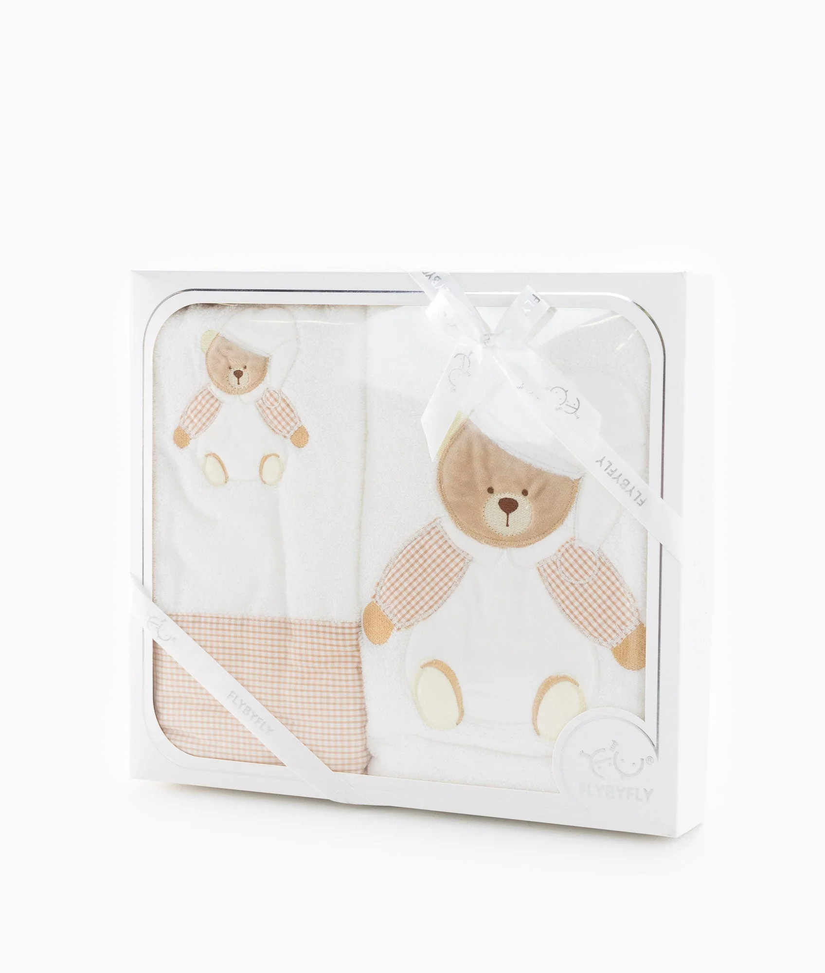2pc Towel Set | White & Beige