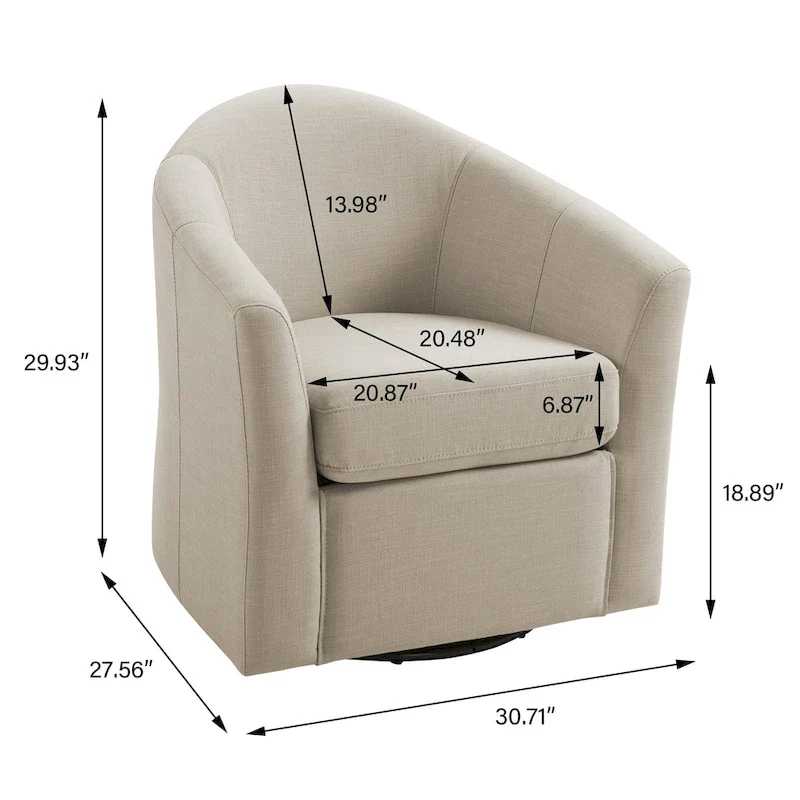 Set of 2 Modern Upholstered Swivel Barrel Chair Living Room Accent Chair