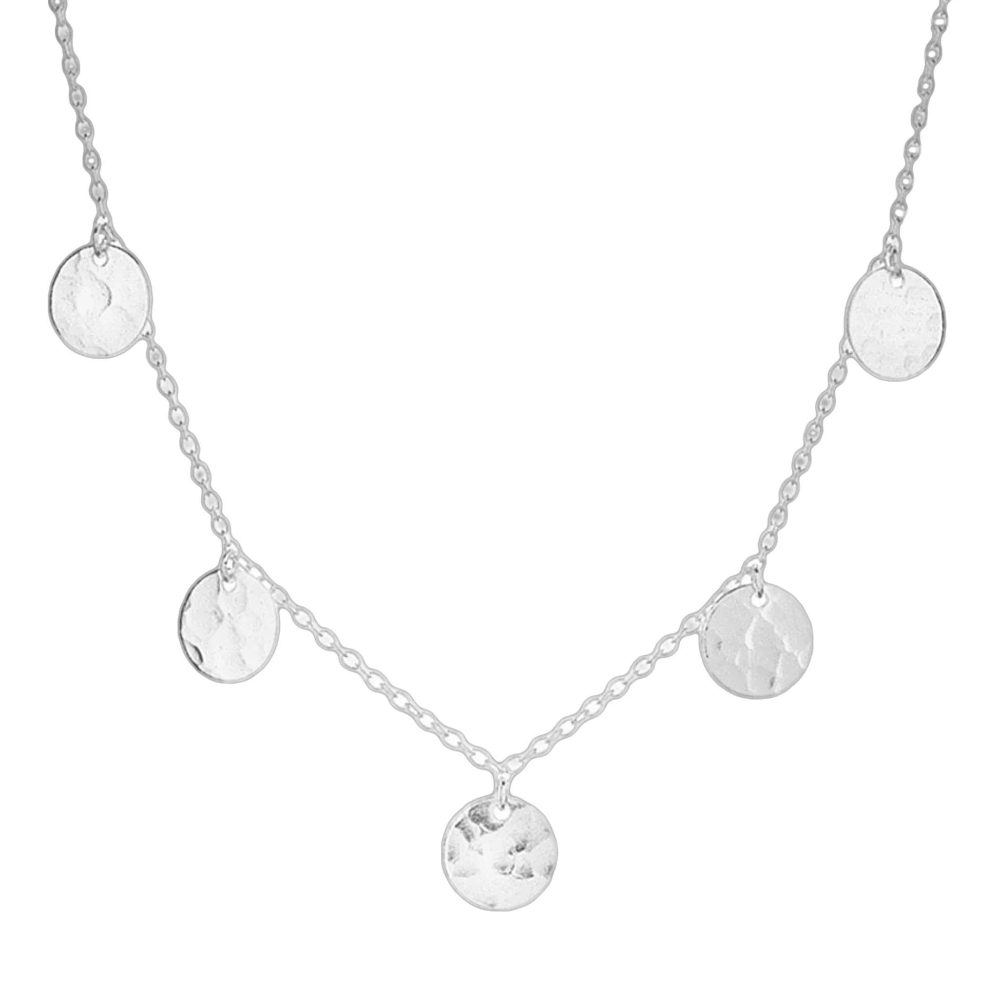Laihas Round Hammered Disk Sterling Silver Necklace