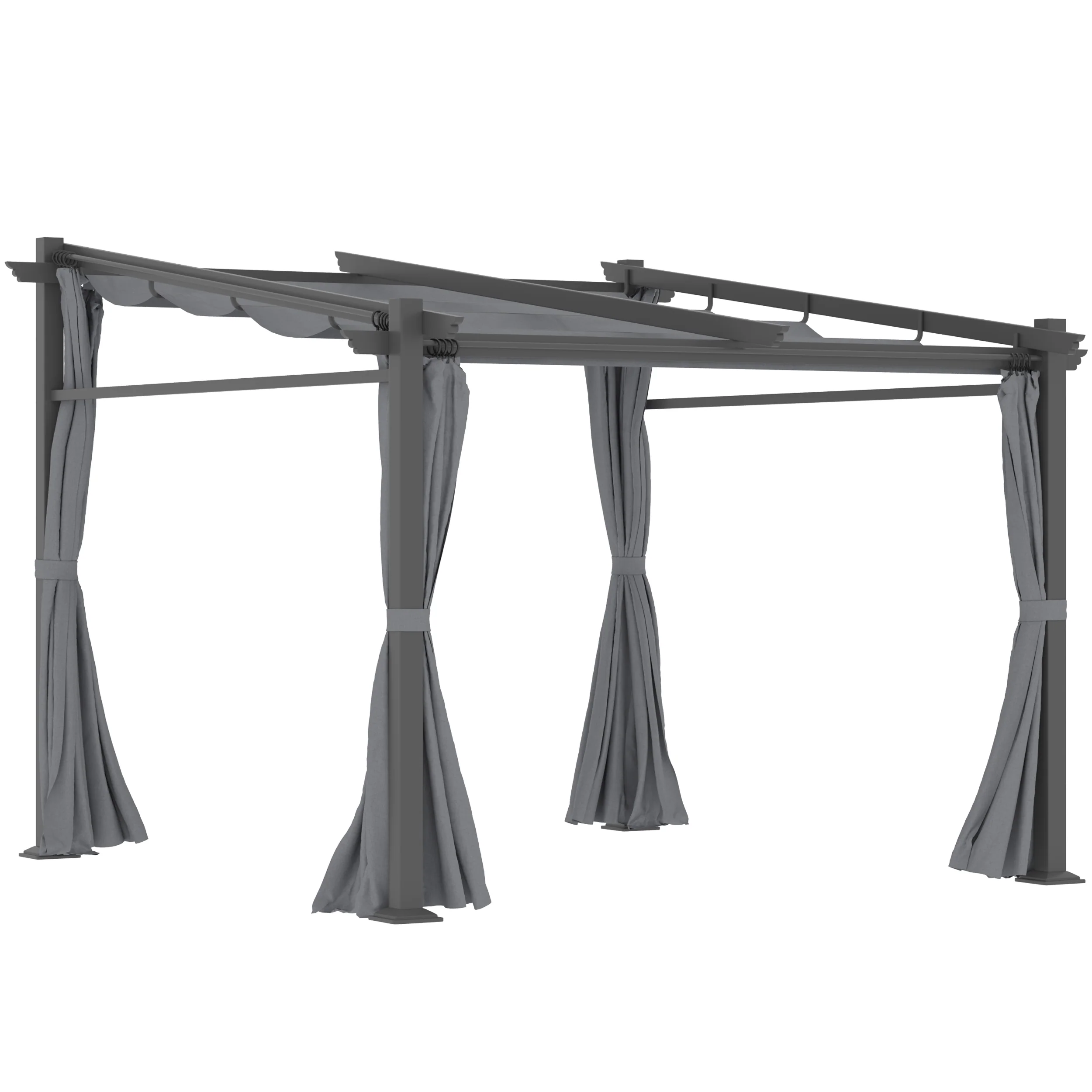 Outsunny Pergola mit ausziehbarem Dach Seilzugsystem