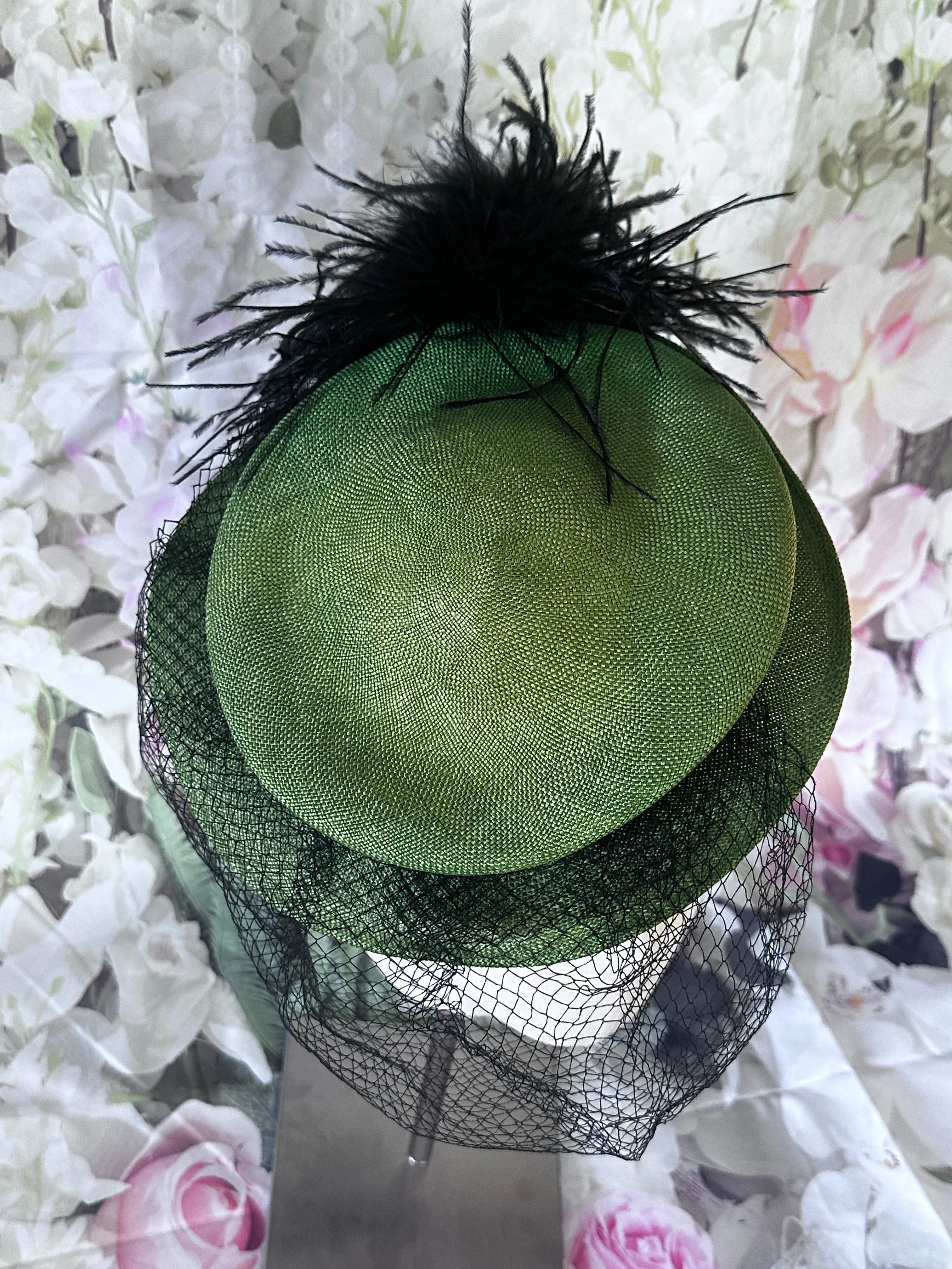 1950s Bermona Trend Sinamay Hat With Veil & Feathers