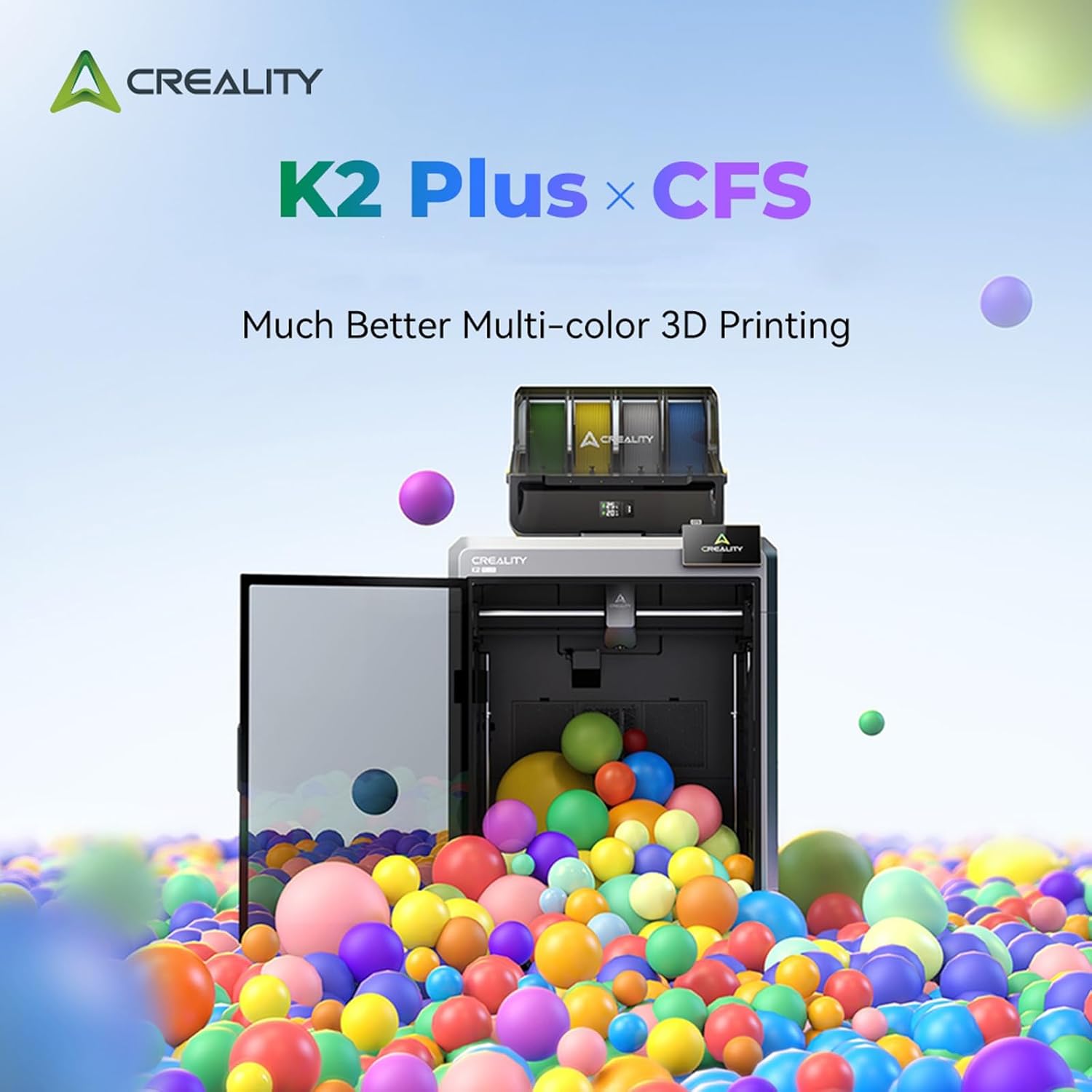 Creality K2 Plus Combo Stampante 3D con scatola intelligente a filamento CFS, doppia fotocamera AI, 600 mm/s stampa ad alta velocità, area di stampa 350 x 350 x 350 mm