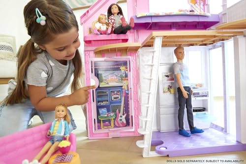 Barbie   Casa di Malibu   Casa di Barbie Malibu   Playset Trasformabile con Plug and Play   Oltre 25 Accessori   60 Cm   Regalo per Bambini da 3  Anni, FXG57 : Videogiochi