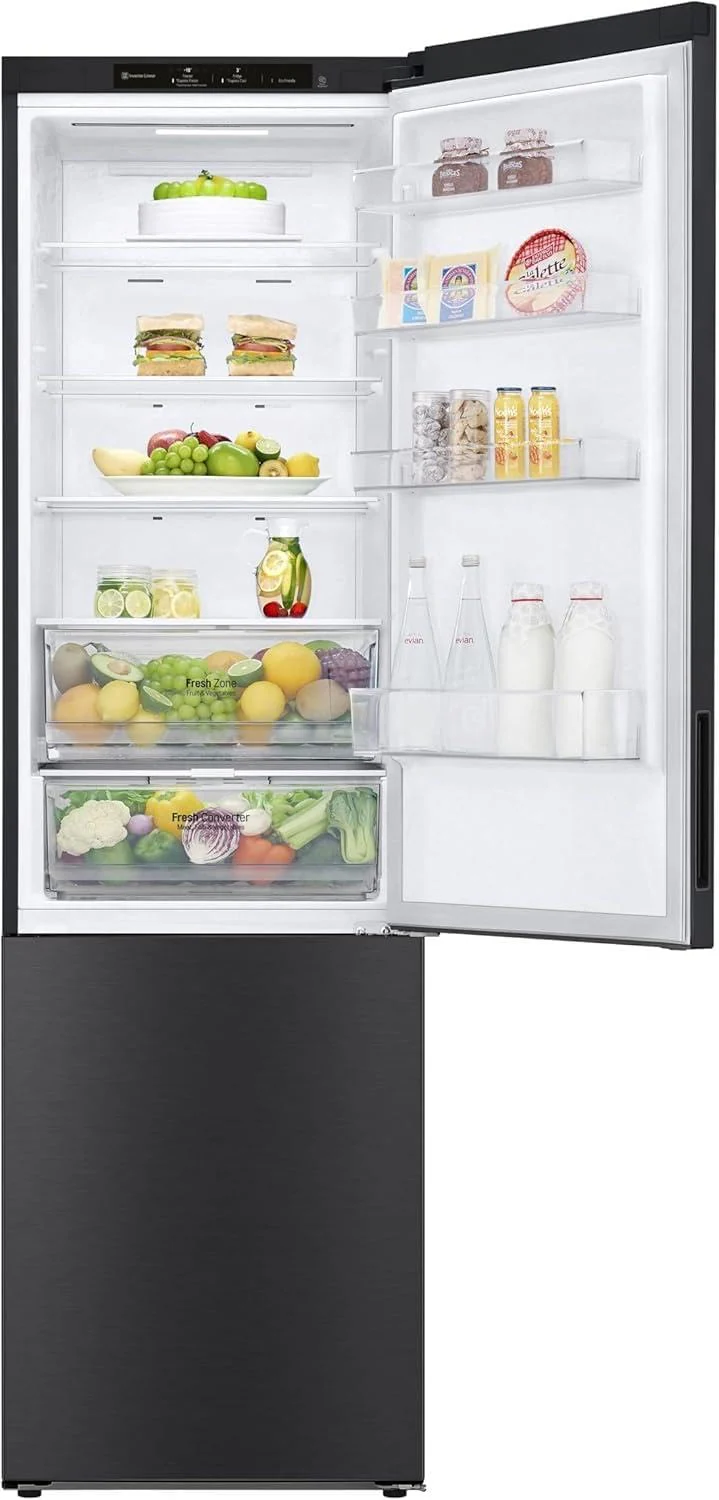 LG GBV22NCCEP Kühl-/Gefrierkombination – Smart Inverter Compressor, Total No Frost, Modern Flat Door Design, Matt Schwarz Metallic, Energieeffizienz A