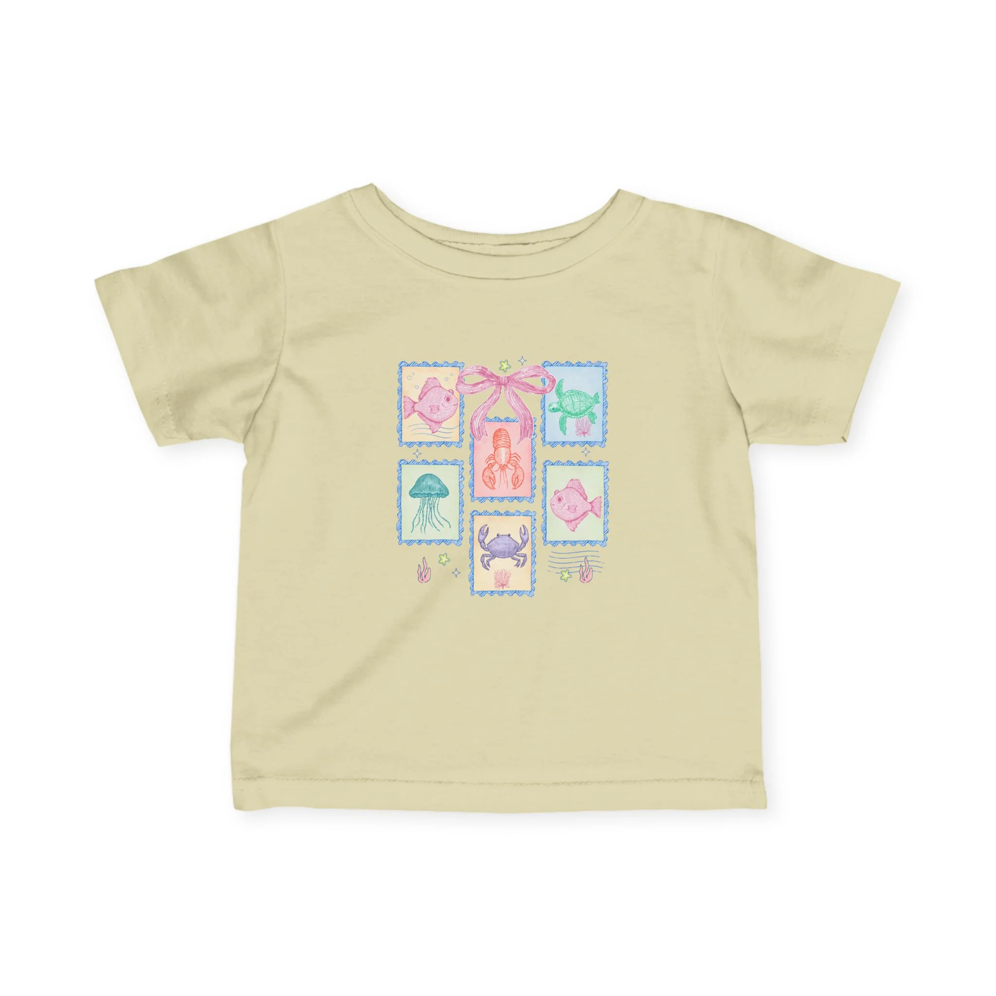 Copy of Baby Tee with Cute Duck Illustration �C Blue Bow Infant Shirt