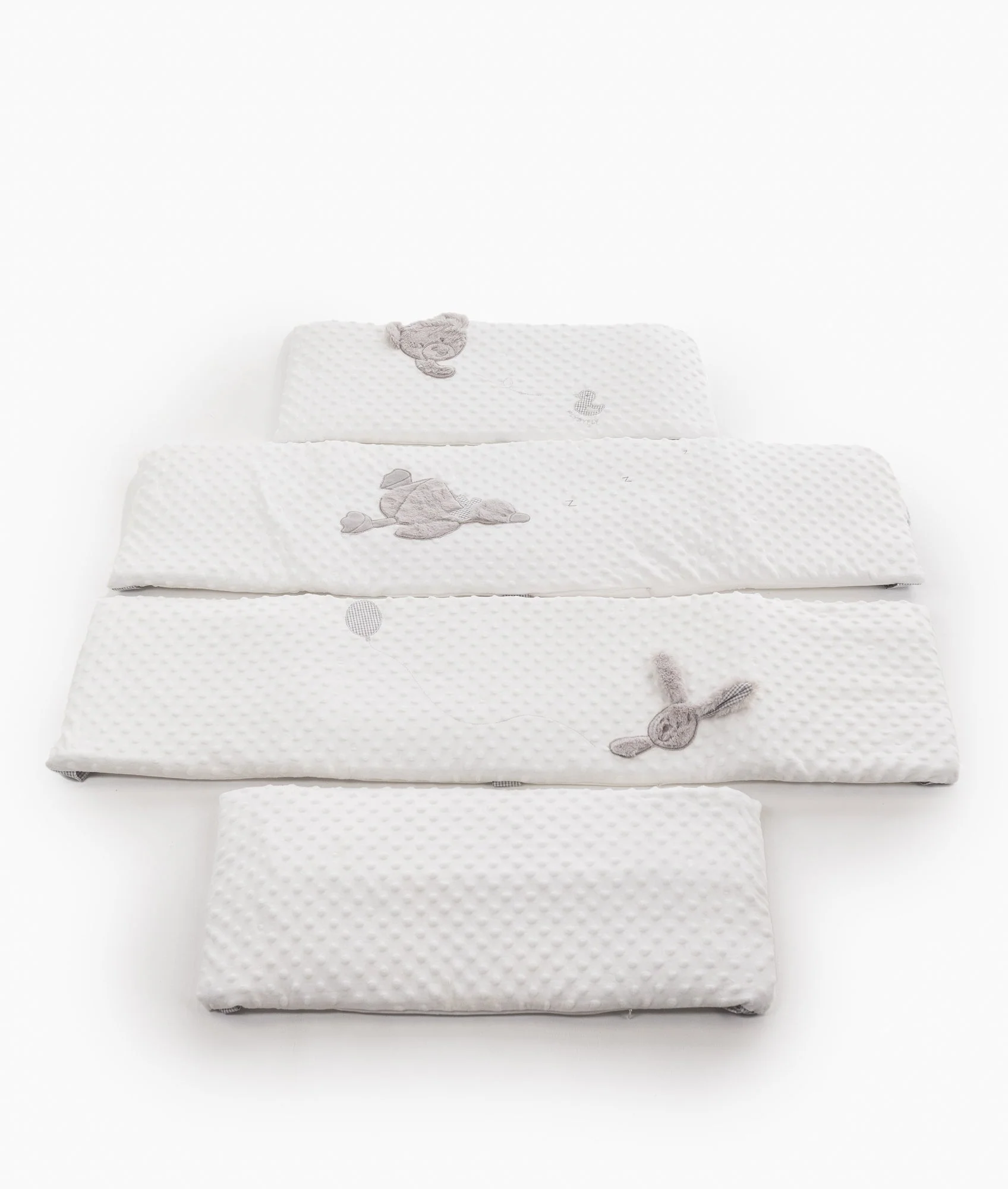 4pc Cot Bumper Set | White & Grey