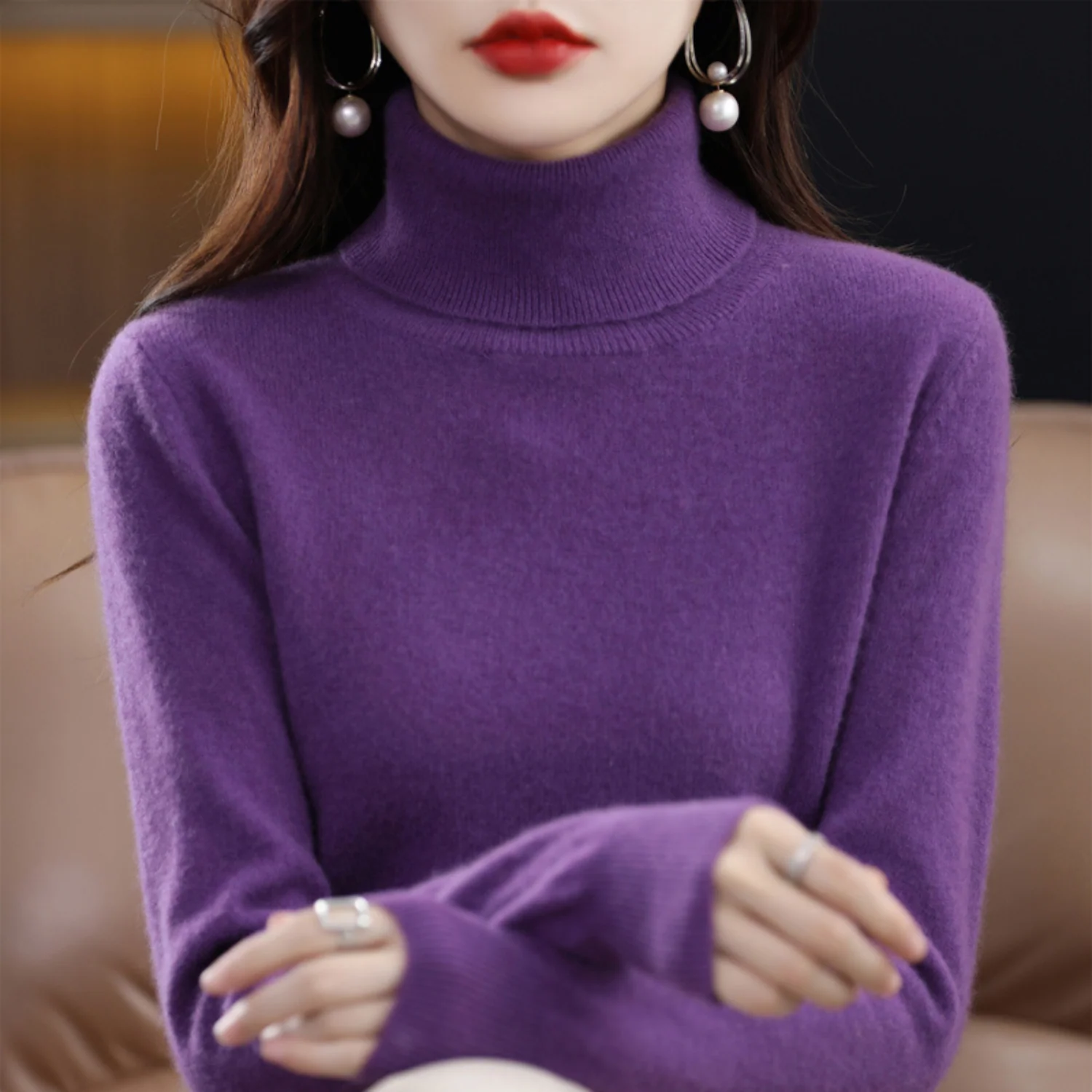 Women��s Turtleneck Sweater Slim Fit Lightweight Design