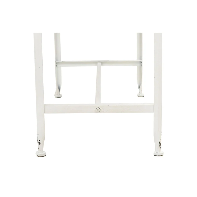 Zinc-Finished Metal and Wood Scalloped Edge Sofa Table