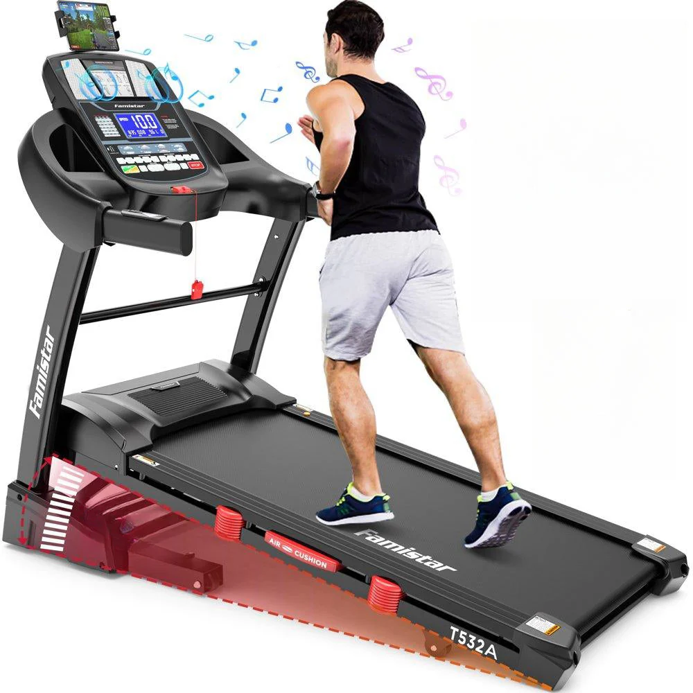 Famistar összecsukható futópad otthoni használatra, 15 fokozatú automatikus dőlésszög-állítással, 136 kg teherbírással, 16 km/h gyors sebességszabályozással