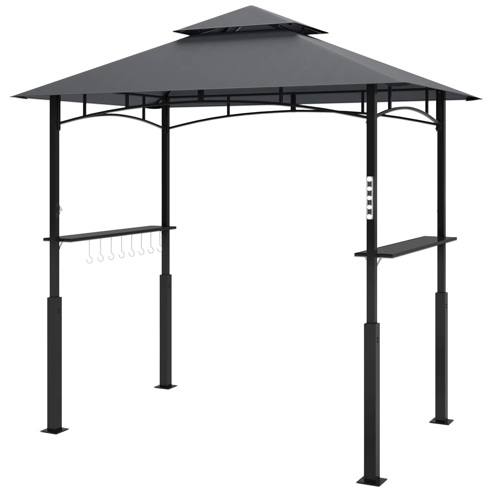 Outsunny Grillpavillon doppelschichtiges Vordach LED-Licht