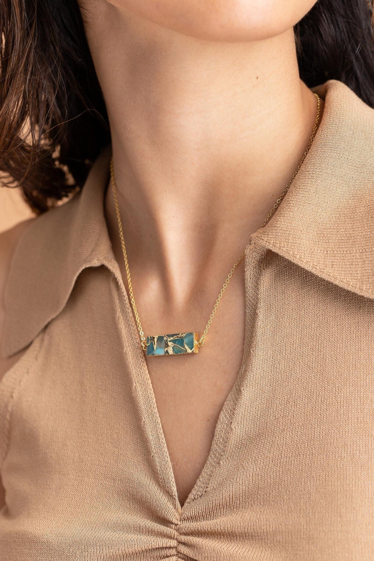 Mojave Mixed Gemstone Necklace, Gold Plated