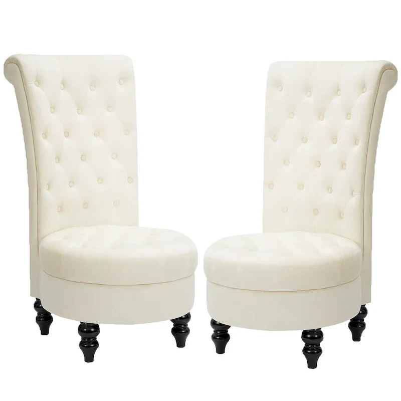 AVAWING Set of 2 Throne Royal Chair Thick Padding and Rubberwood Legs