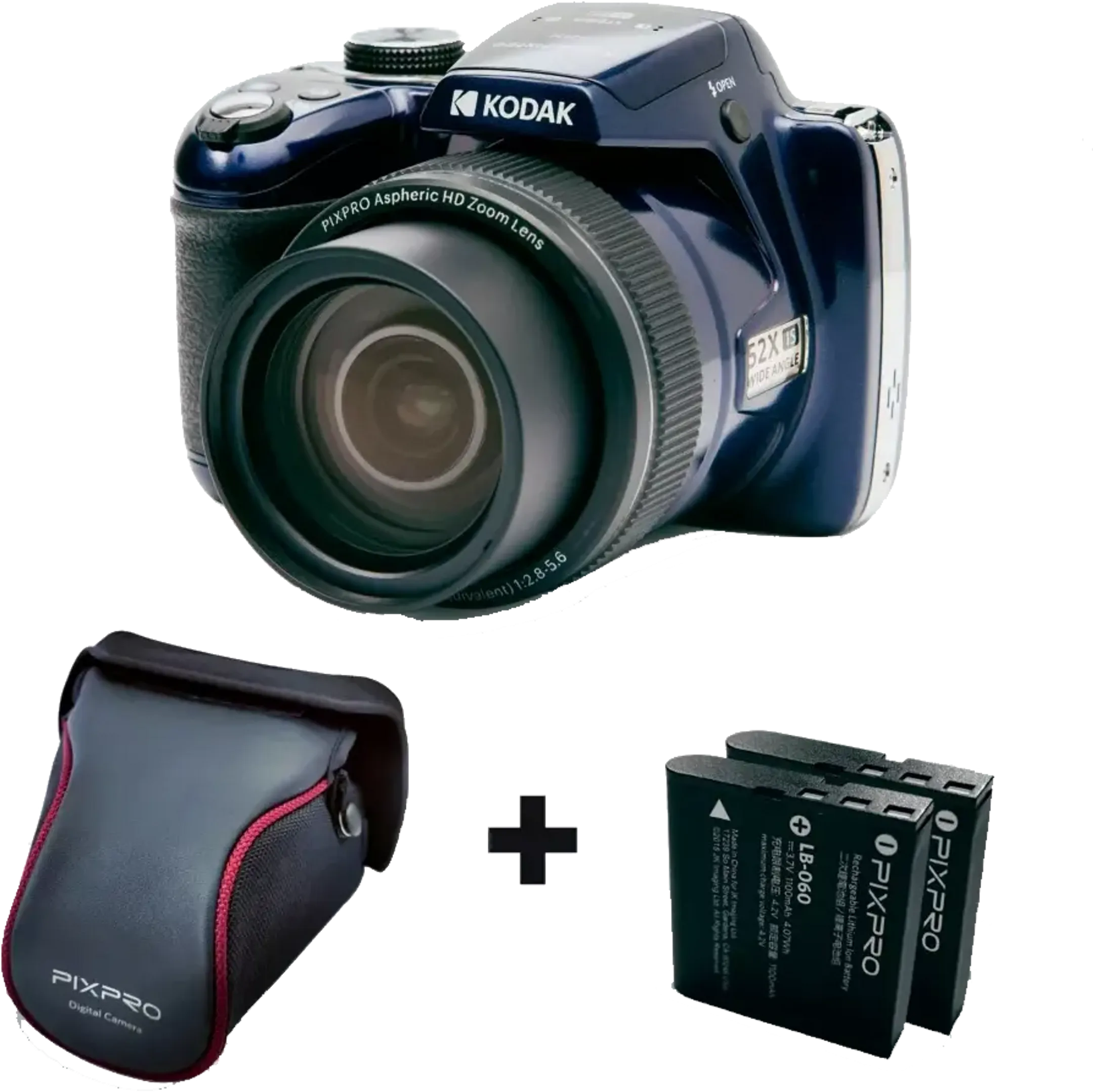 Kodak AZ528 Bridge camera + 2e batterij + case - blauw
