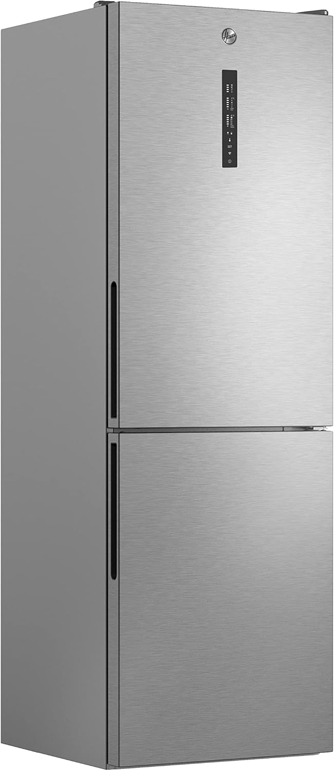 Hoover HOCE7618DX 2D Kühl-Gefrier-Kombination/Freistehend/Total No Frost/WiFi Connected & Smart hOn–App/Externes elektronisches Display/Inox Look