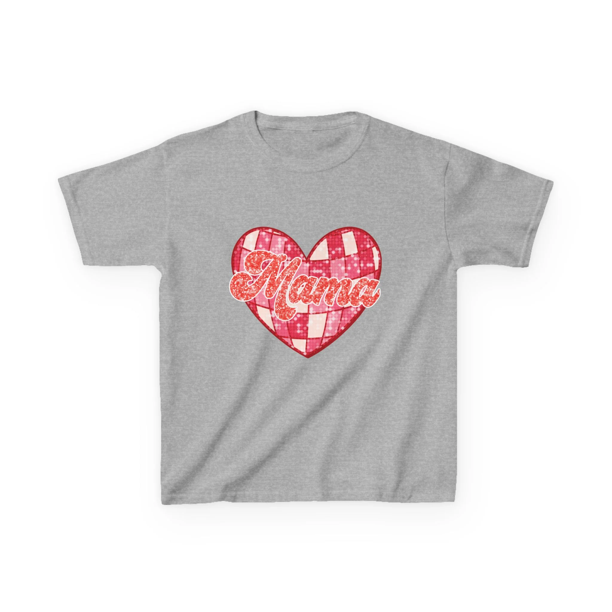 Mama heart patch Tee | pink checkered heart with Mama script