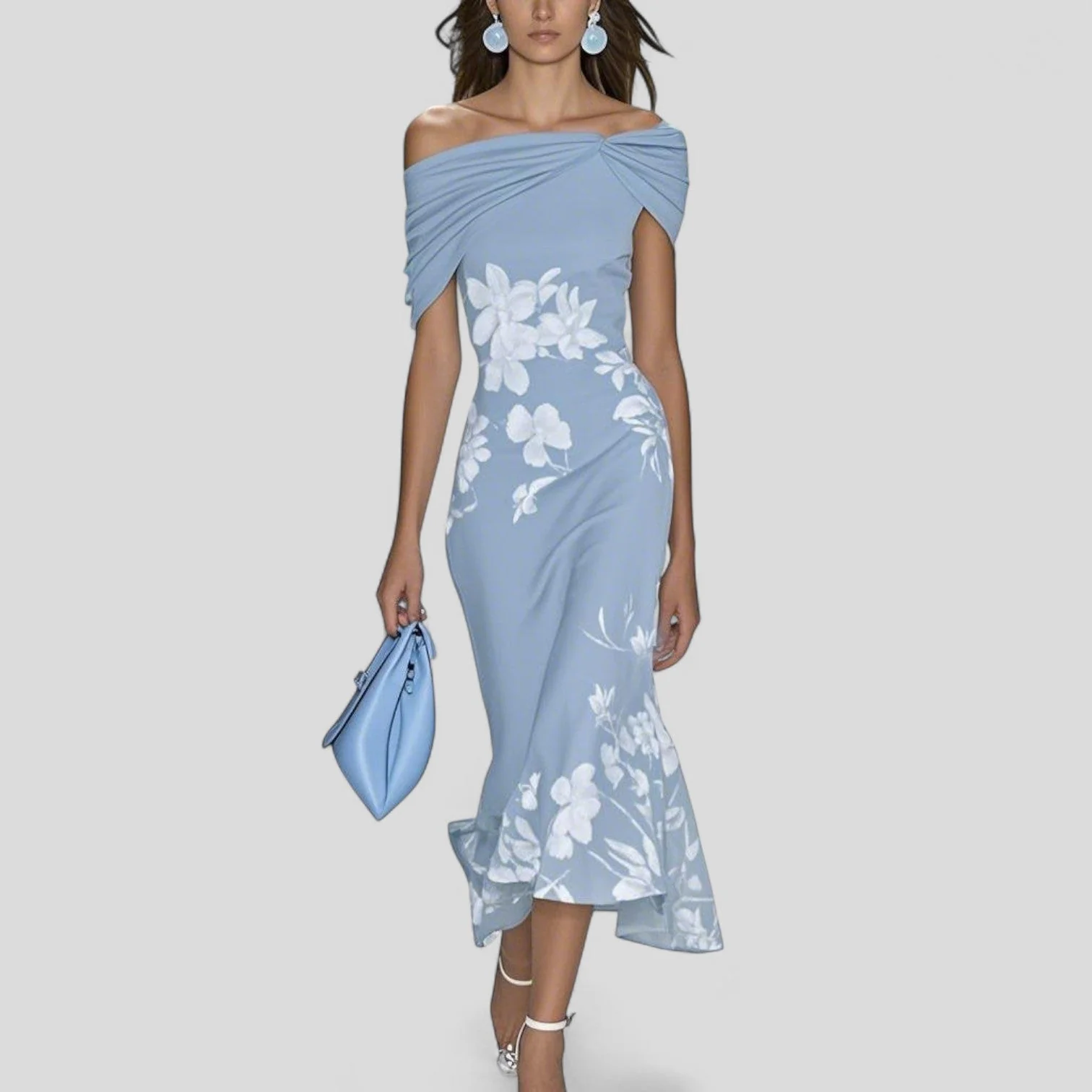 Womena??s Elegant Midi Dress Unique Print Design for Effortless Style