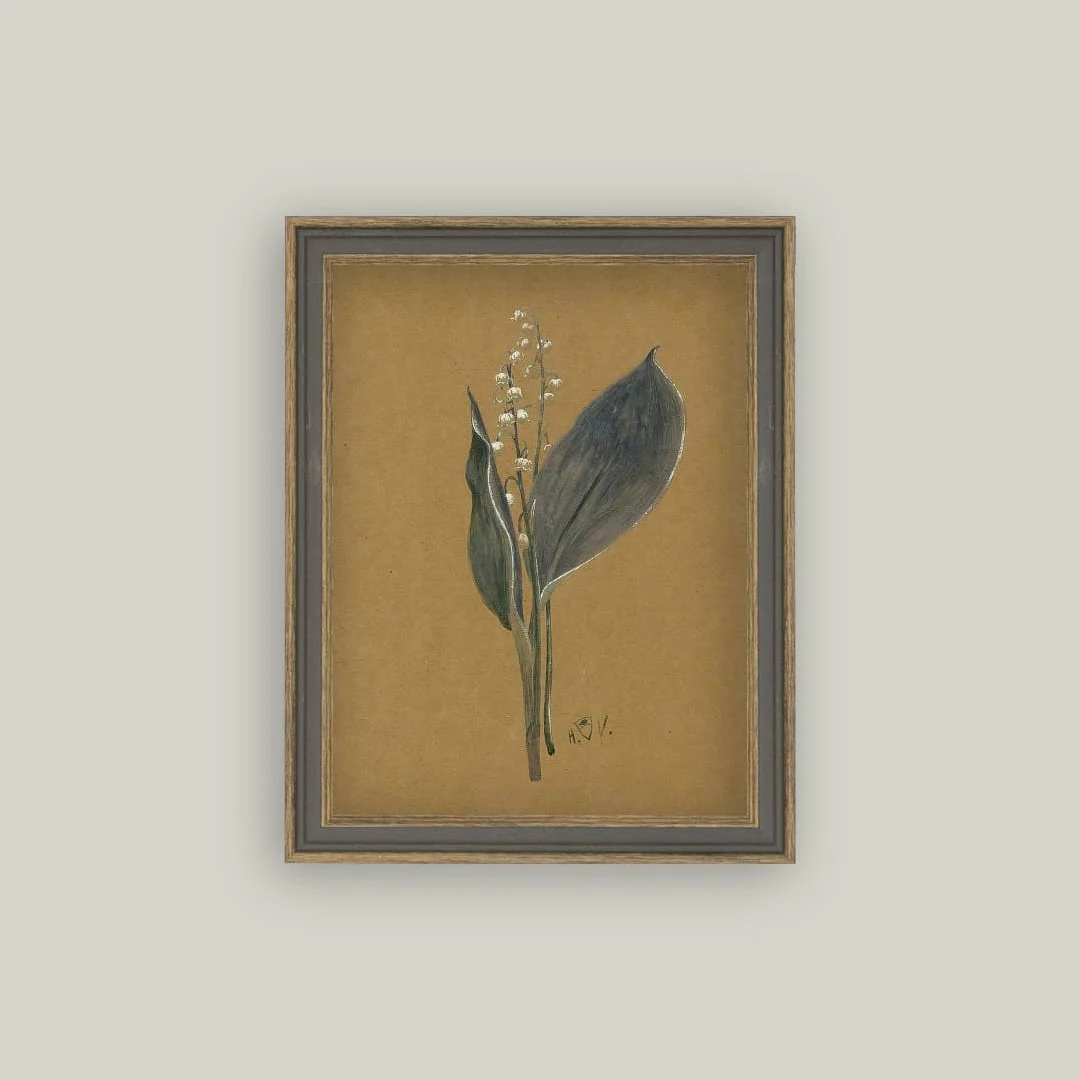 Lily On Brown Framed Antique Inspired Art