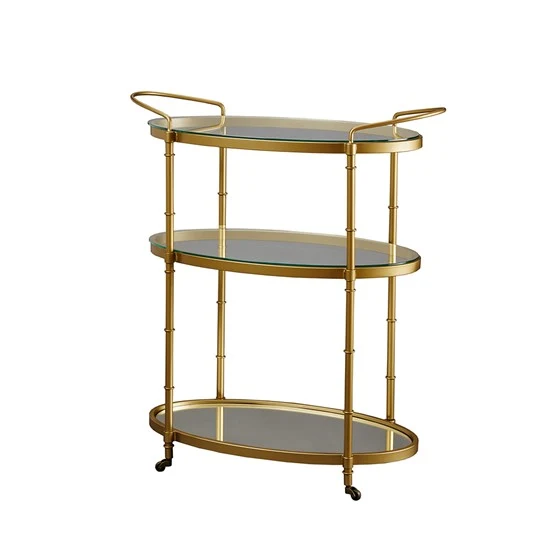 Lauren 3-Tier Bar Cart, Classic Antique Gold